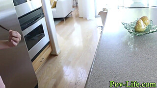Teen gobbles big cock pov