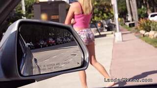 Big tits teen has r. sex in the car in public
