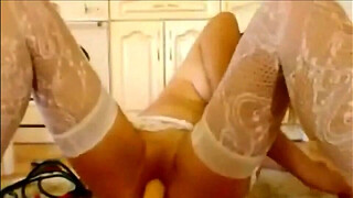 Pretty Cam Girl In Glasses Rides Huge Dildo