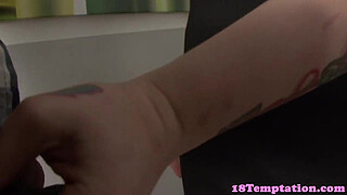 Busty tattooed babe wanking her stepbro
