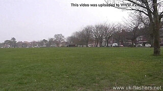 Busty amateur milf Sarah Janes flashing and public masturbation of naughty exhib