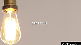 Sexy blondes enjoy a hot wet girls night in, eating each other's shaved pussy