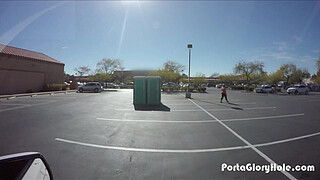 Porta Gloryhole BBW swallows cum in gym parking lot