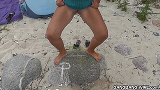Slutwife Marion pissed on by plenty of guys
