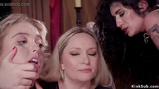 Hot babes sucking and fucking at orgy