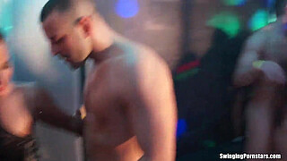 Naughty party chicks fucking in club orgy
