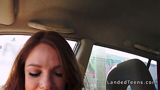 Redhead teen hitchhiker blowjob pov outdoor
