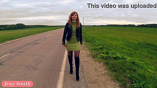 Jeny Smith public nudity on the road