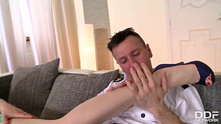 Tina Kay Gives Her Pilot Husband What He Needs Until He Cums All Over Toes