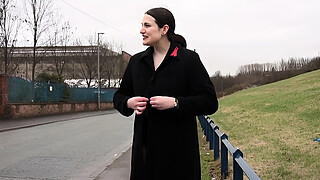 Fat amateur exhibitionist Alyss public nude and outdoor flashing of brunette bbw