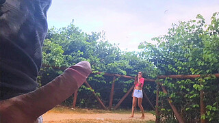 Handjob for a slut who was passing by in public!