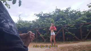 Handjob for a slut who was passing by in public!