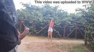 Handjob for a slut who was passing by in public!