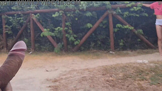 Handjob for a slut who was passing by in public!