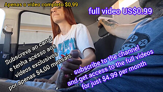 Risky masturbation in the car in public for hot girl!