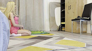 Handjob Challenge with a Twist in Sexy Satin Nighties to play Mini Golf to Stroke a Cock