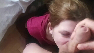 Submissive Wife Deepthroats Big Dick and receives Cum in her Mouth