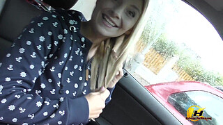 Huge Natural Tits babe MILF Katerina Hartlova masturbates at Public Park Car