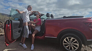 Big titted babe gets fucked in my Cabriolet. Full video on my Red page.