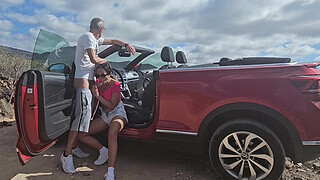 Big titted babe gets fucked in my Cabriolet. Full video on my Red page.