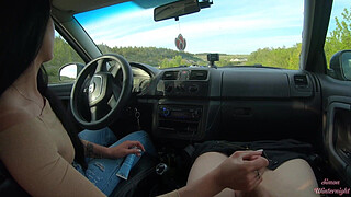 Public Road Car Handjob