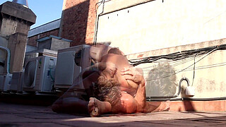 Hot girl and boy exposed in the rooftop in a sunny day. Such a vieww