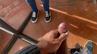 SPANISH MILF SUCKING HER NEIGHBOR'S DICK IN THE COMMUNITY LAUNDRY - DON'T TAKE IT OUT, CUM INSIDE MY MOUTH