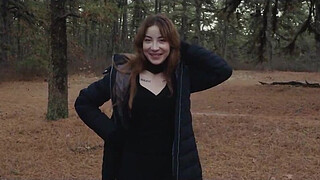 Two sick perverts take bubble butt MILF for a crawl into the woods