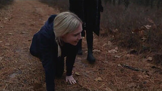 Two sick perverts take bubble butt MILF for a crawl into the woods