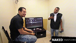 2 Sluts getting fucked while their boyfriends are getting haircuts in the Barbershop