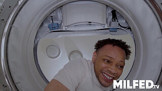 Cheating MILF Neighbor Undresses in the Laundry