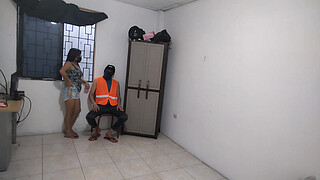 Hot wife says goodbye to her husband!! Then she's left alone at home touching her delicious big tits