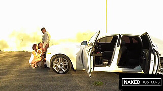 2 Sexy Black chicks from the Midwest Sucking on a black dick in Miami