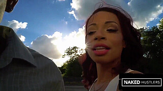 2 Sexy Black chicks from the Midwest Sucking on a black dick in Miami