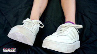 Petite Brunette Cutie Katie Kingerie Sucks A Hard Cock And Swallows Cum!