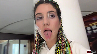 Crazy Cumwalk in Public Shopping Mall Blowjob in Public Toilet