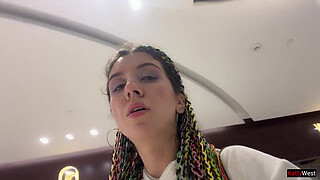 Crazy Cumwalk in Public Shopping Mall Blowjob in Public Toilet