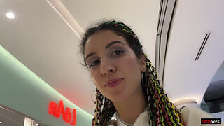 Crazy Cumwalk in Public Shopping Mall Blowjob in Public Toilet