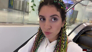 Crazy Cumwalk in Public Shopping Mall Blowjob in Public Toilet