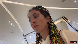 Crazy Cumwalk in Public Shopping Mall Blowjob in Public Toilet