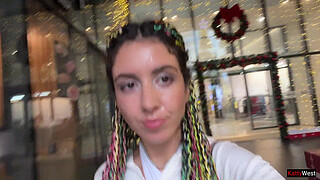 Crazy Cumwalk in Public Shopping Mall Blowjob in Public Toilet