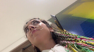 Crazy Cumwalk in Public Shopping Mall Blowjob in Public Toilet