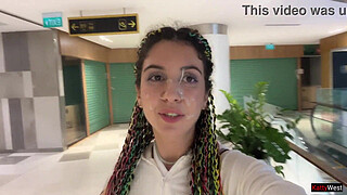 Crazy Cumwalk in Public Shopping Mall Blowjob in Public Toilet