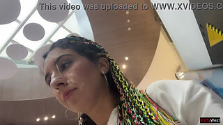 Crazy Cumwalk in Public Shopping Mall Blowjob in Public Toilet