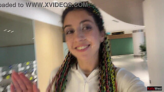 Crazy Cumwalk in Public Shopping Mall Blowjob in Public Toilet