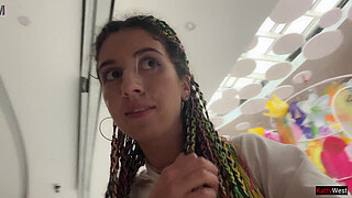 Crazy Cumwalk in Public Shopping Mall Blowjob in Public Toilet