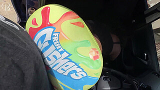 Big Ass Ebony Gets Fucked Through a Hole in Her Tight Shorts on Her Way to the Car Wash