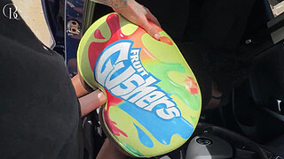 Big Ass Ebony Gets Fucked Through a Hole in Her Tight Shorts on Her Way to the Car Wash