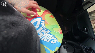 Big Ass Ebony Gets Fucked Through a Hole in Her Tight Shorts on Her Way to the Car Wash