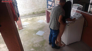 Married housewife pays washing machine repairman with her ass while husband is away